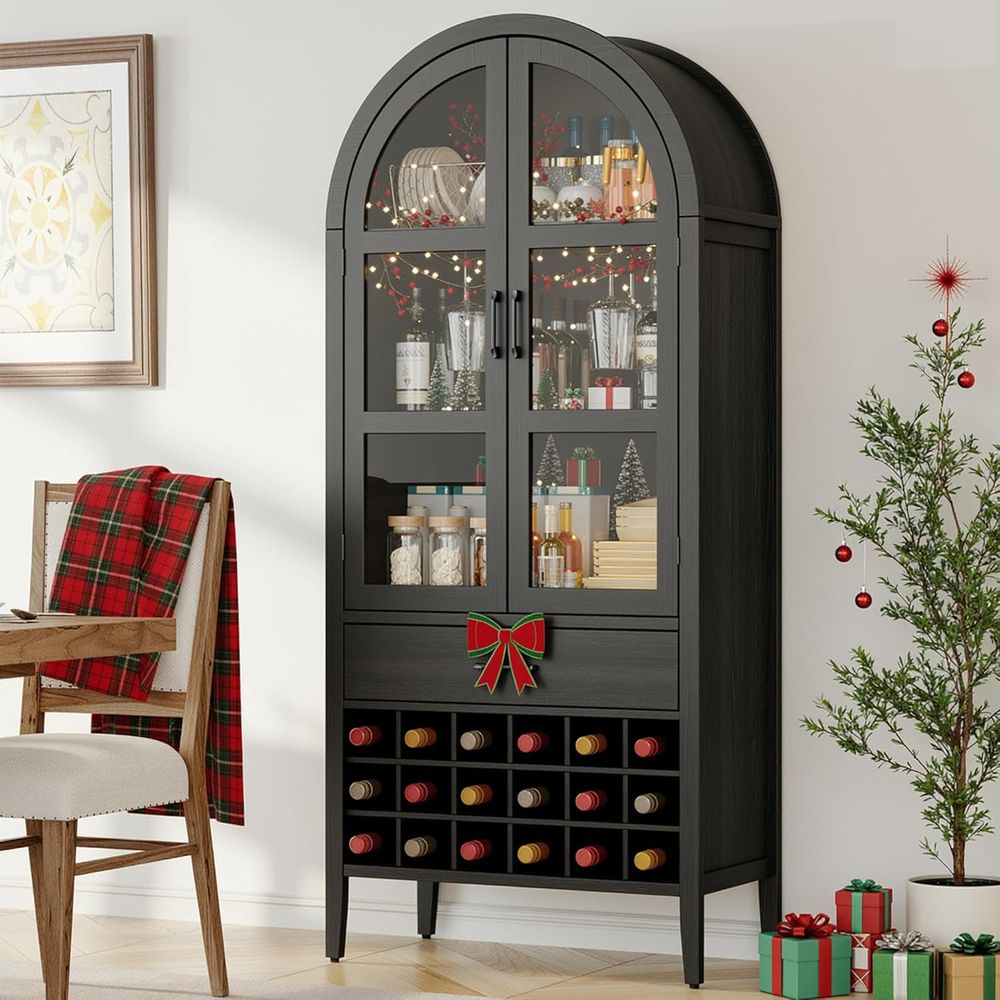 Home Bar Shelves - 71 inç Yüksekliğinde Kavisli Şarap Barı
