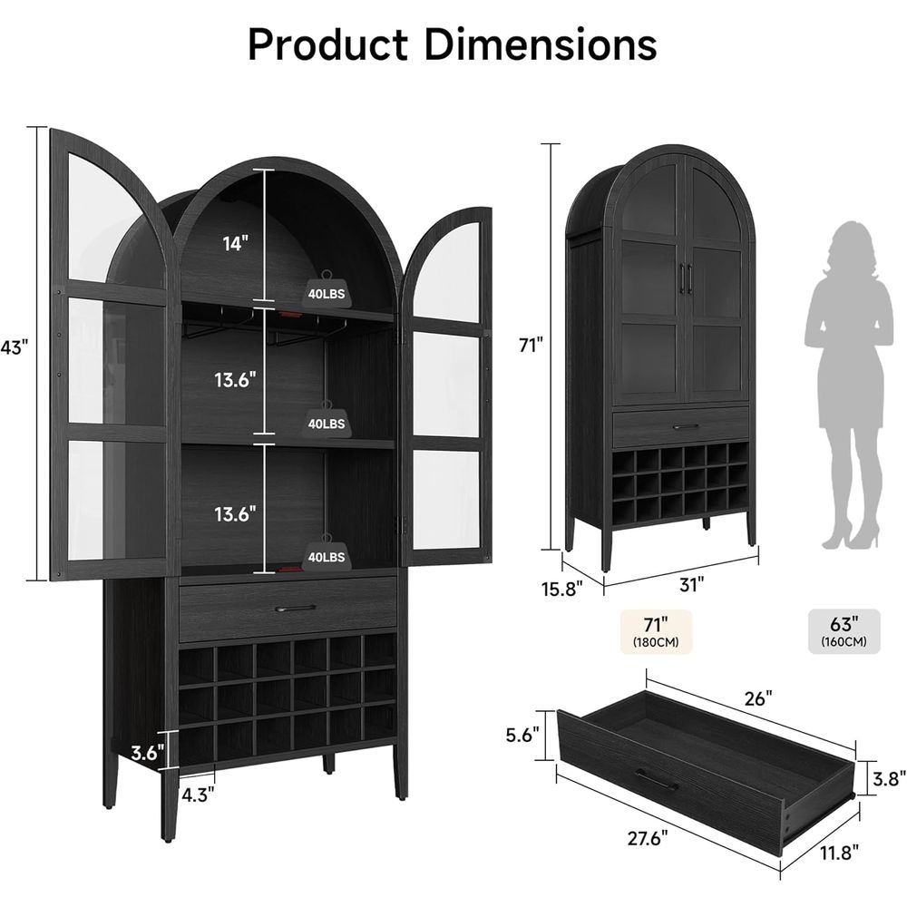 71 inç Yüksekliğinde Kavisli Ş - Home Bar Shelves incelemesi ve fiyatı