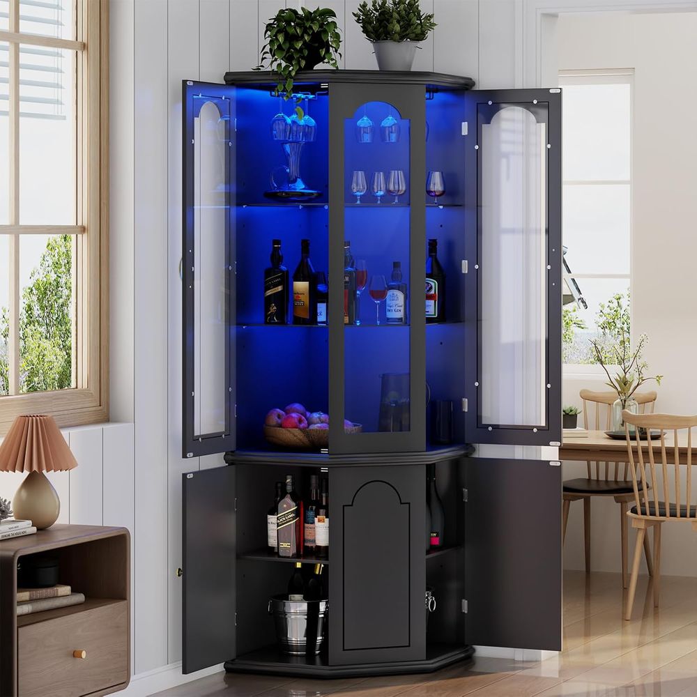 Temperli Cam Kapılı Işıklı Bar - Home Bar Shelves incelemesi ve fiyatı