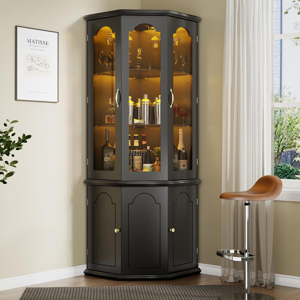 Temperli Cam Kapılı Işıklı Bar - Home Bar Shelves incelemesi ve fiyatı